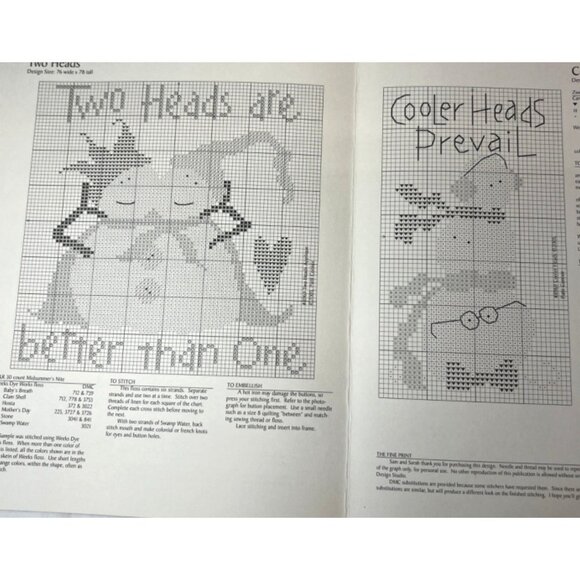 Rare SamSarah Design Studio Snow Heads Cross Stitch Pattern Booklet - Picture 4 of 4
